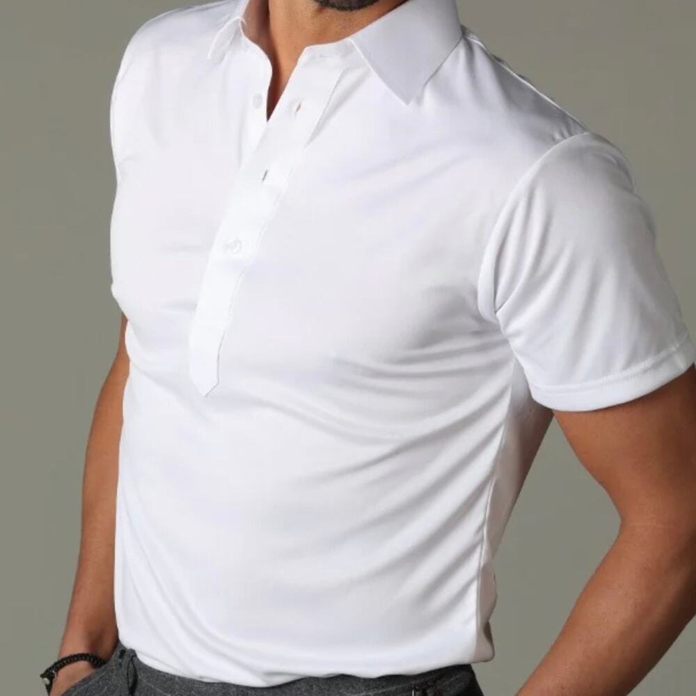 Collars & Co Men's Semi Spread Collar Relaxed Polo Shirt Men's XL White